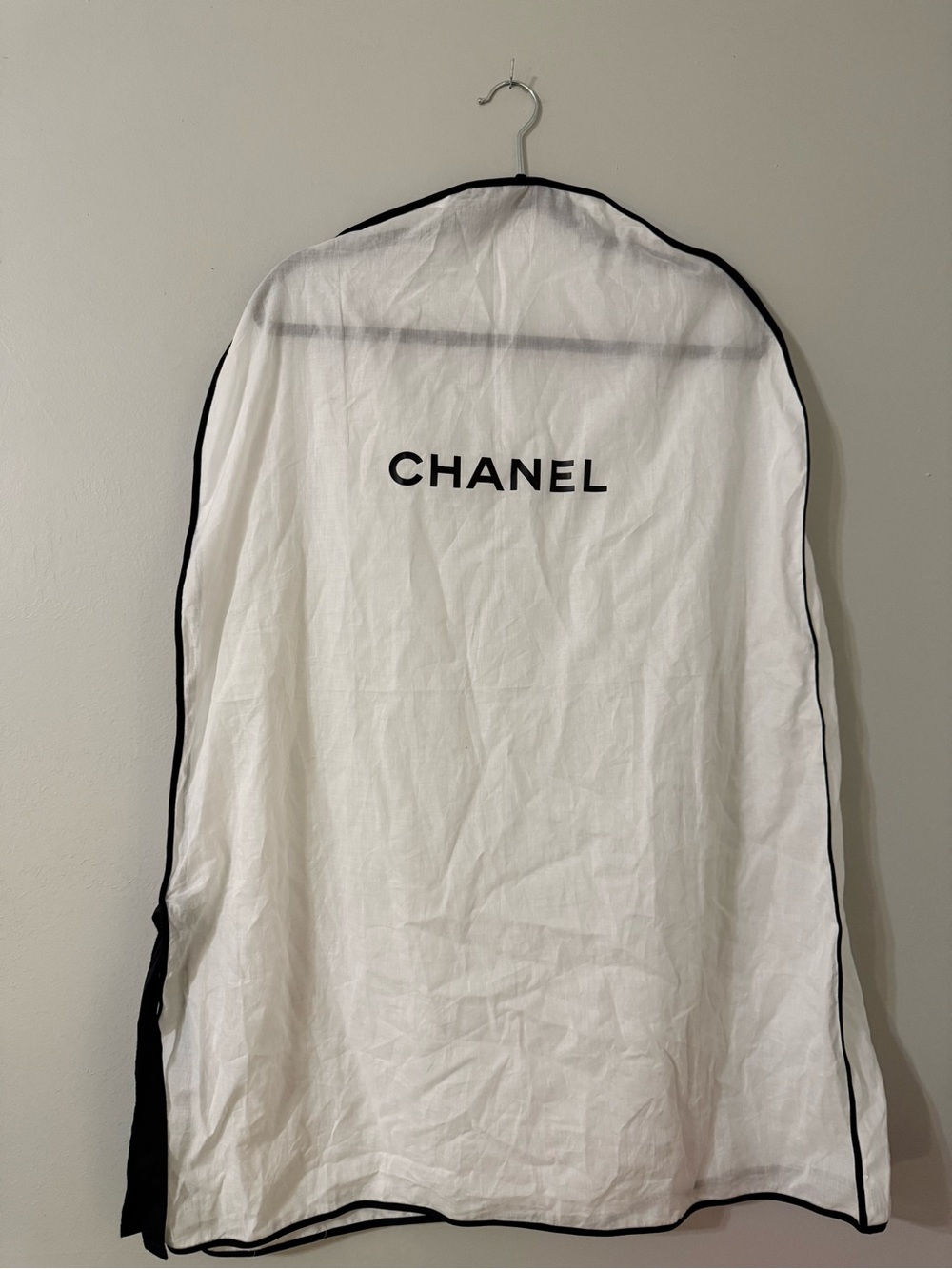 CHANEL White Logo Garment Bag Dress Suit Cover 35x25 Authentic